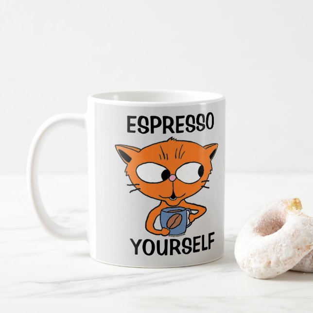 UTTRYCK DIG ESSPRESSO Kaffe Skämt Humor Kaffemugg (Med munk)