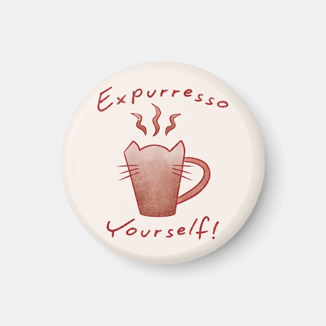 Uttryck Dig Katter Och Kaffe Magnet (Framsidan)