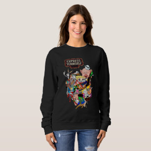 Uttryck Dig Retro Tecknad Mashup Mysig Tröja