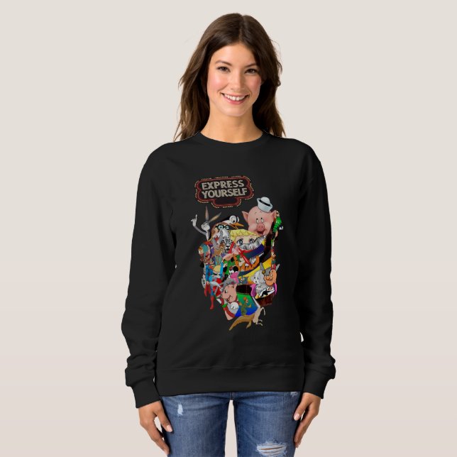 Uttryck Dig Retro Tecknad Mashup Mysig Tröja (Hel framsida)