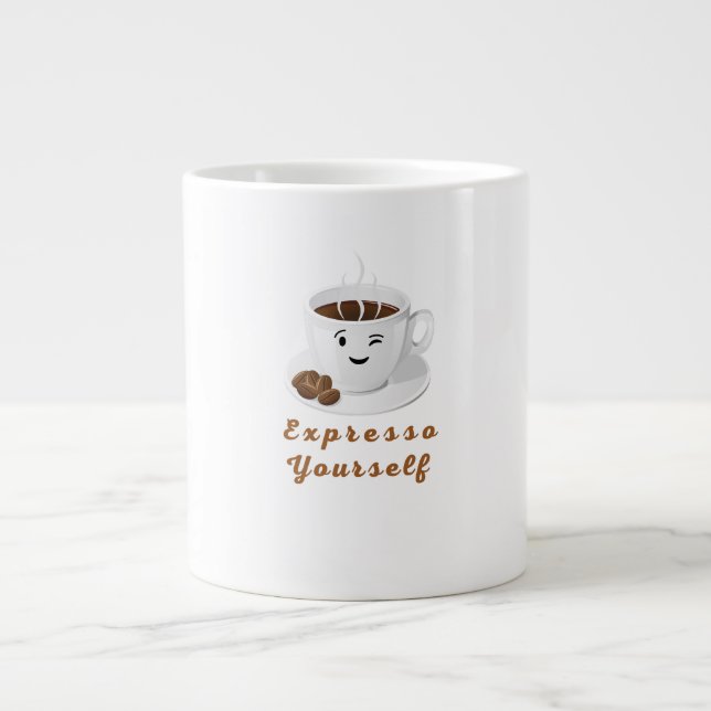 Uttryck Dig Själv – Rolig Leende Kaffe T-Shirt Jumbo Mugg (Framsidan)