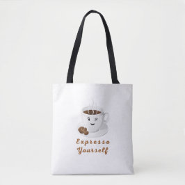 Uttryck Dig Själv – Rolig Leende Kaffe T-Shirt Tygkasse