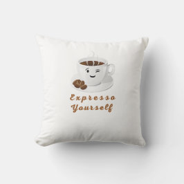 Uttryck dig själv – Rolig leende kaffeblå T-shirt Kudde