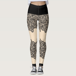 Uttryck Dig Svart & Vit Lace Bröllopsklänning Leggings