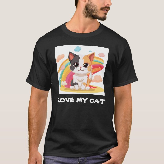 Uttryck Kärlek med 'I Kärlek My Cat'-apparat T Shirt (Framsida)