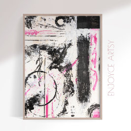 Uttrycklig målning av svart abstrakt med Wabi sabi Poster