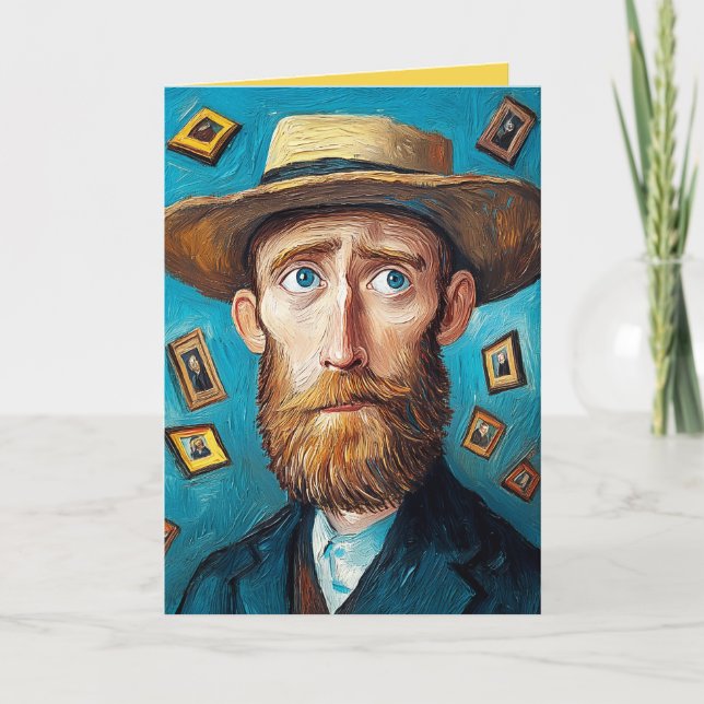 Uttrycklig Porträtt-belagd man i Van Gogh Stil Inbjudan (Framsida)