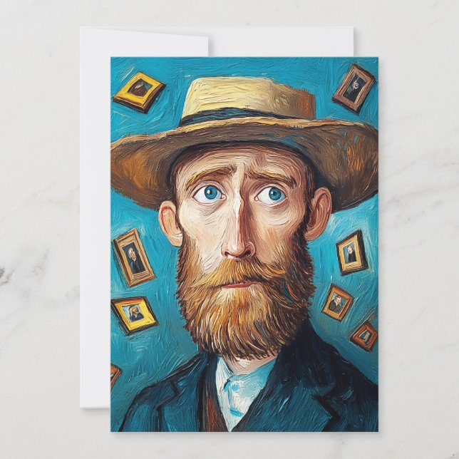 Uttrycklig Porträtt-belagd man i Van Gogh Stil Inbjudningar (Framsida)