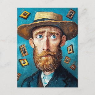 Uttrycklig Porträtt-belagd man i Van Gogh Stil Vykort
