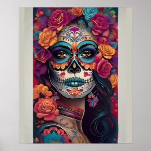 Uttrycklig sockerskullart: KVINNOR I Festive Skull Poster