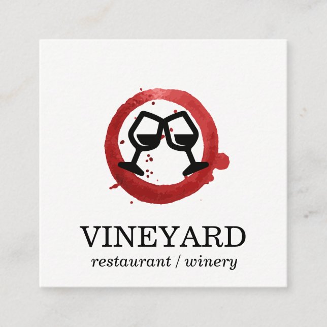 Uttryckligt borstat Struktur/Vin-glas | Totala Fyrkantigt Visitkort (Framsida)