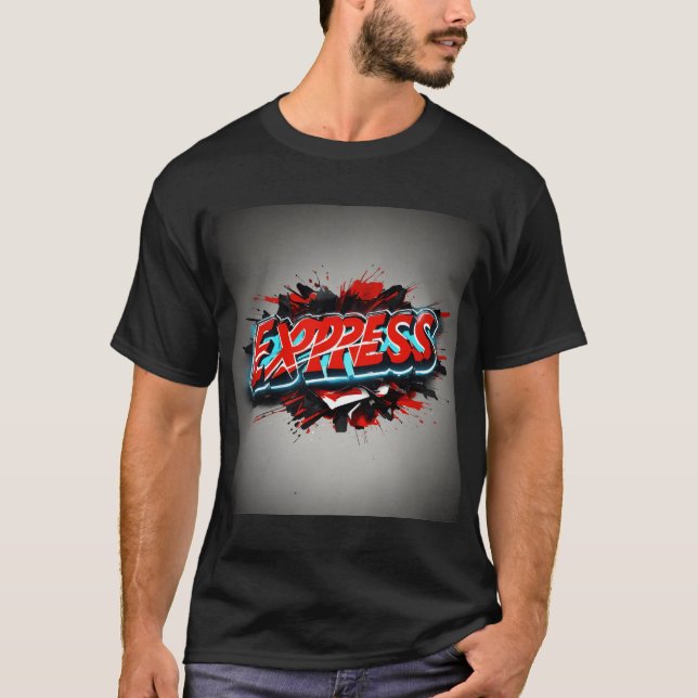 Uttrycksemblem: Manar-skjorta med Express Logotyp T Shirt (Framsida)