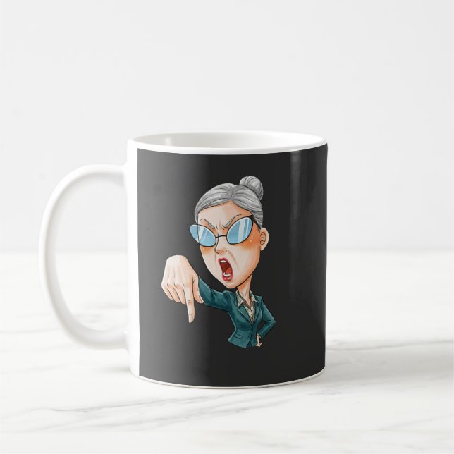 Uttrycksfull Ilsken Kvinna Konst Kaffemugg (Vänster)