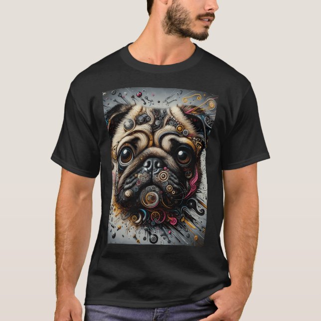 Uttrycksfull Pug Hund T Shirt (Framsida)