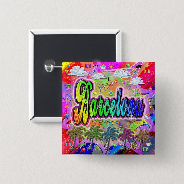 Uttrycksknapp för Barcelona Vista Knapp (Framsida & baksida)
