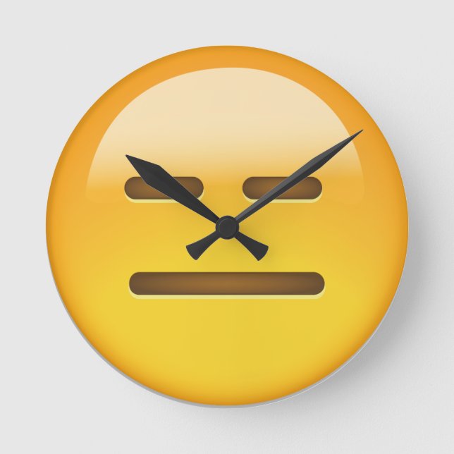 Uttryckslös Ansikte Emoji Rund Klocka (Framsida)
