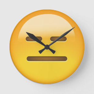 Uttryckslöst ansikte Emoji Rund Klocka