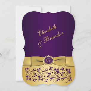 UTTRYCKT BÅDA Lila, Guld Blommigt bröllopsinbjudan Inbjudningar
