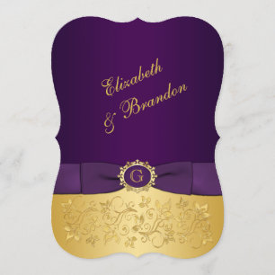 UTTRYCKT BOW Lila, Guld Blommigt bröllopsinbjudan Inbjudningar