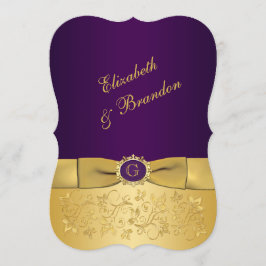 UTTRYCKT BOW Lila, Guld Blommigt bröllopsinbjudan  Inbjudningar