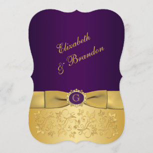 UTTRYCKT BOW Lila, Guld Blommigt bröllopsinbjudan Inbjudningar