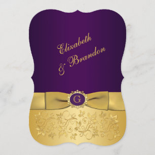 UTTRYCKT BOW Lila, Guld Blommigt bröllopsinbjudan Inbjudningar