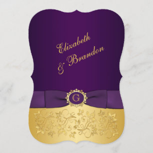 UTTRYCKT BOW Lila, Guld Blommigt bröllopsinbjudan Inbjudningar