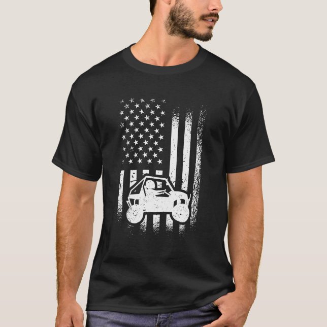 Utv Driver American Flagga Utv Sxs Side-by-Side T Shirt (Framsida)