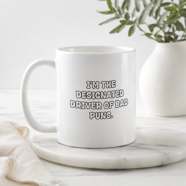 Utvald Förare av Dåliga Puns-typografi Kaffemugg (Skapare uppladdad)