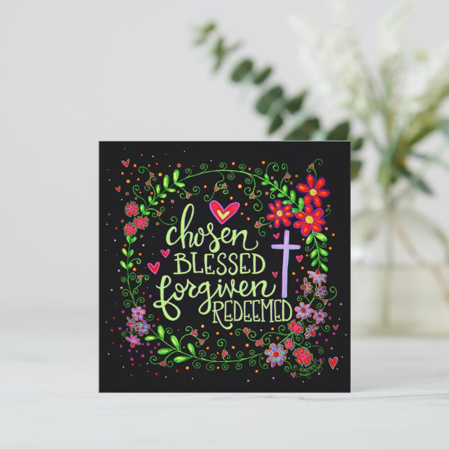 Utvald Förlöst Vacker Religiös Påsk Blommig Anteckningskort (Stående Fram)