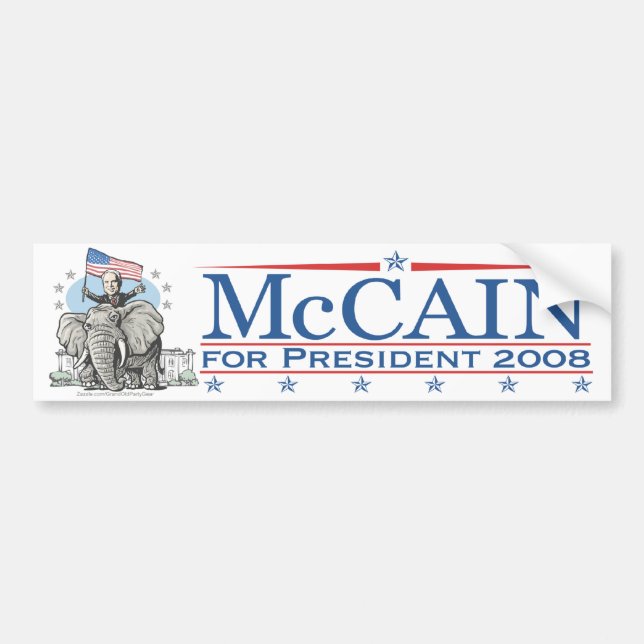 Utvald McCain GOP-elefant 2008 Bildekal (Framsidan)