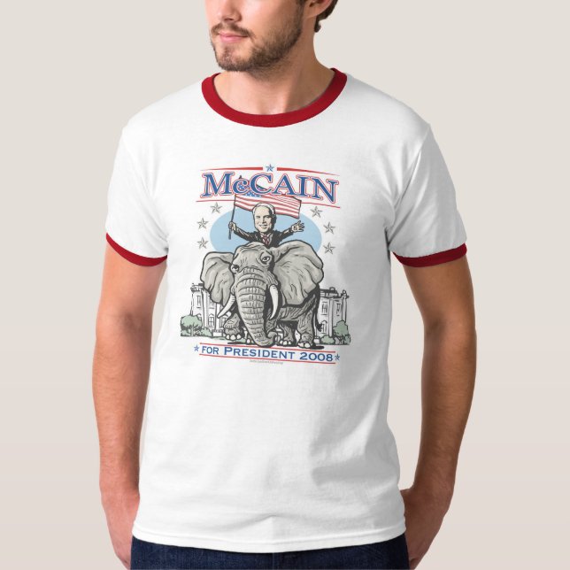 Utvald McCain GOP-elefant 2008 T-shirt (Framsida)
