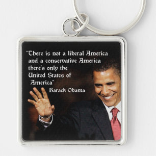 UTVALDA BARACK OBAMA 2012 FYRKANTIG SILVERFÄRGAD NYCKELRING