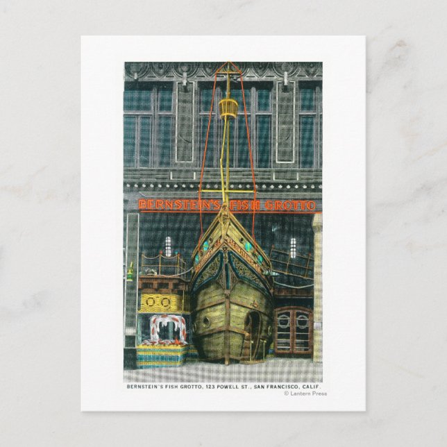 Utvändig syn på Bernsteins fiskGrotto på Vykort (Framsida)