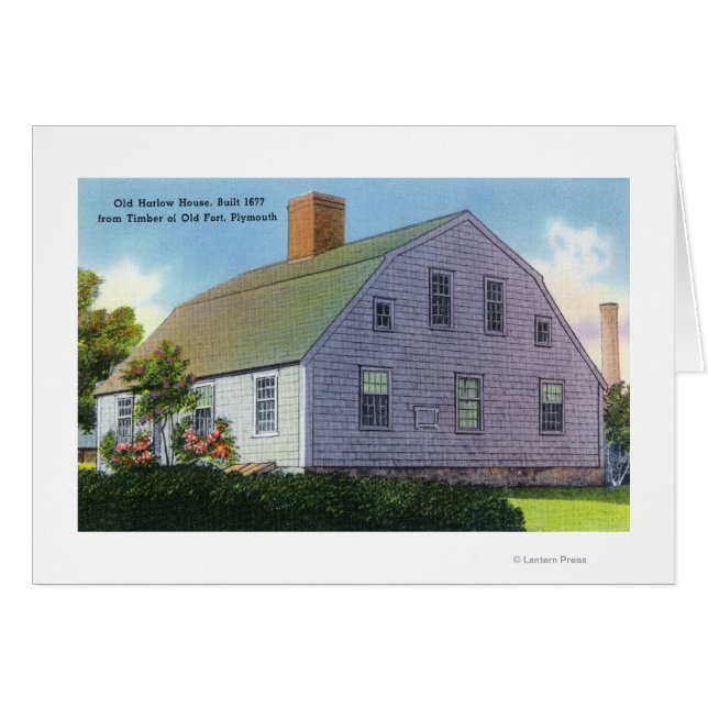 Utvändig syn på det gamla Harlow House Hälsningskort (Framsidan Horizontal)