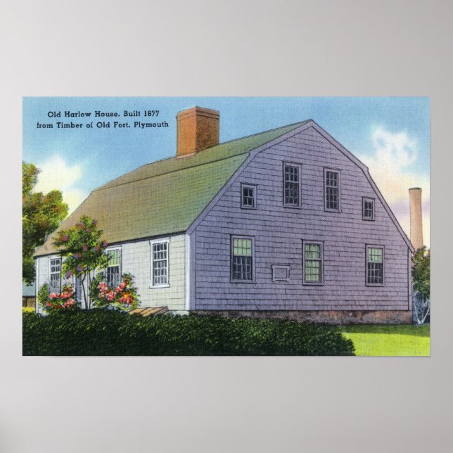 Utvändig syn på det gamla Harlow House Poster (Framsidan)