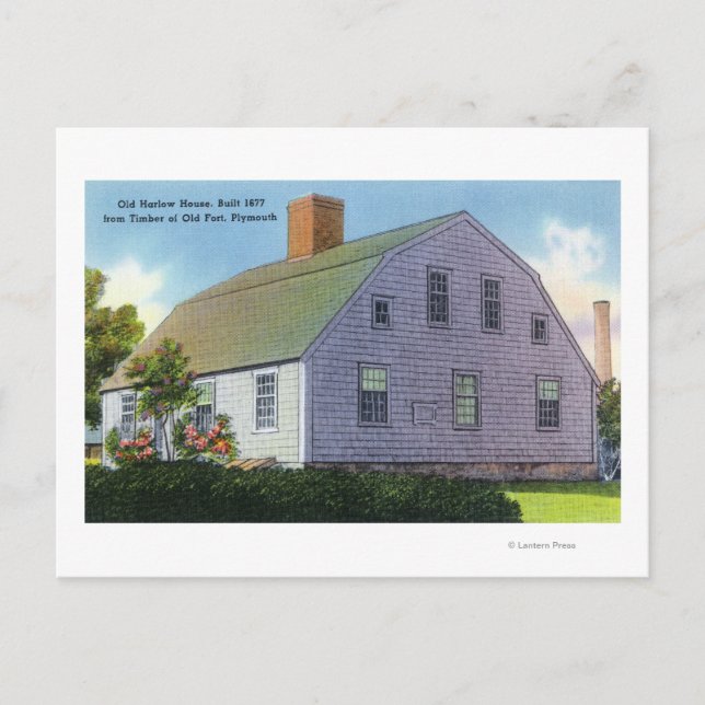 Utvändig syn på det gamla Harlow House Vykort (Framsida)
