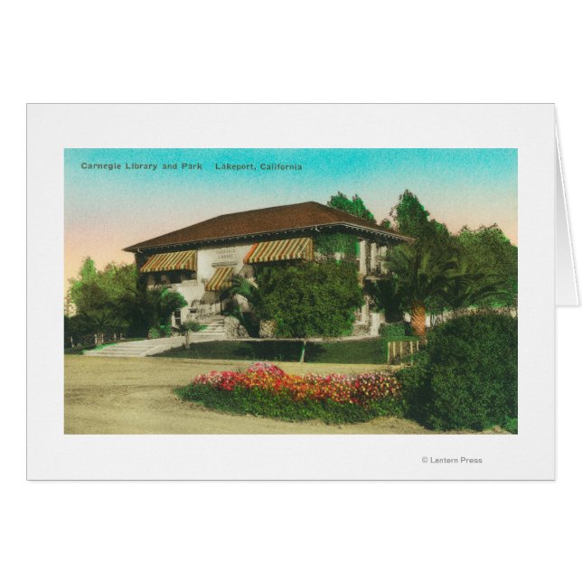 Utvändig visning av Carnegie LibraryLakeport, CA Hälsningskort (Framsidan Horizontal)