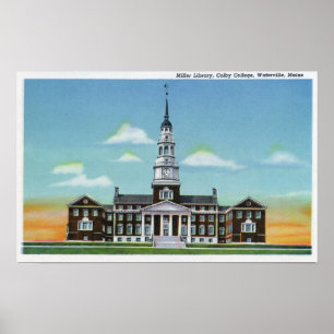 Utvändig visning av Colby College Miller Bibliotek Poster