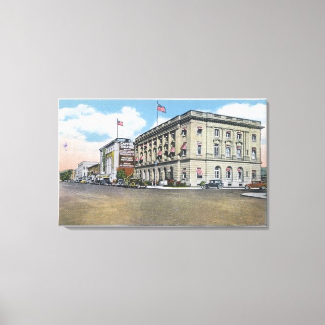 Utvändig visning av Federal Bldg, Huvudstad Theate Canvastryck (Framsida)