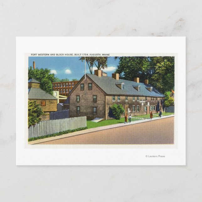 Utvändig visning av Ft. Westerna och blockerade hö Vykort (Framsida)