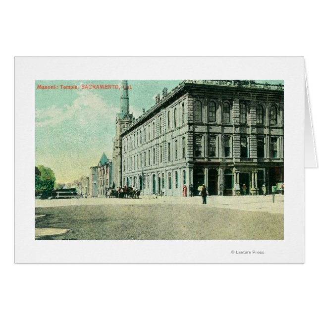 Utvändig visning av Masonic Temple Hälsningskort (Framsidan Horizontal)