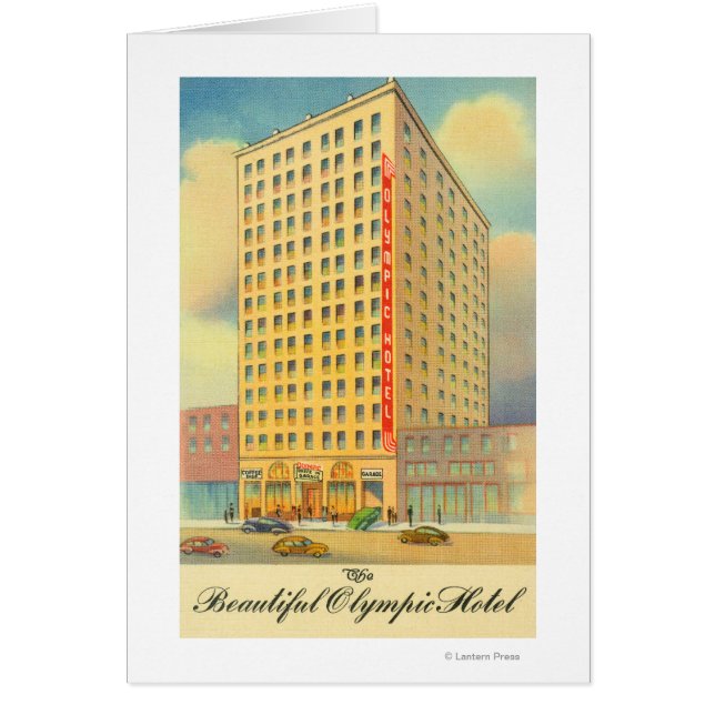 Utvändig visning av Olympiska hotell Hälsningskort (Framsidan)
