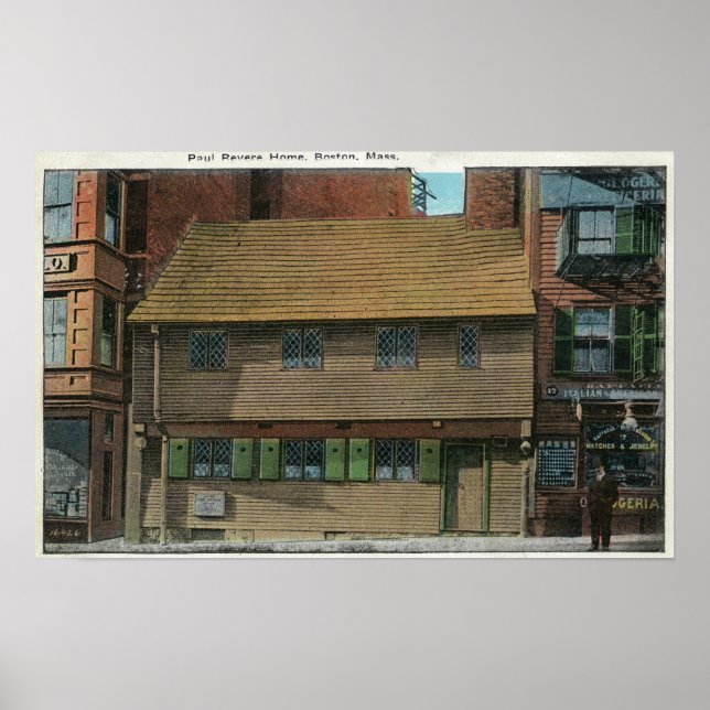 Utvändig visning av Paul Revere House nr 3 Poster (Framsidan)