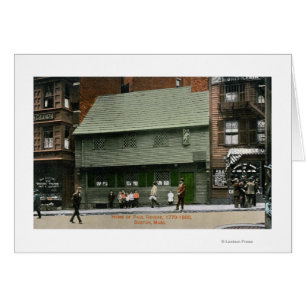 Utvändig visning av Paul Revere House nr 4 Hälsningskort