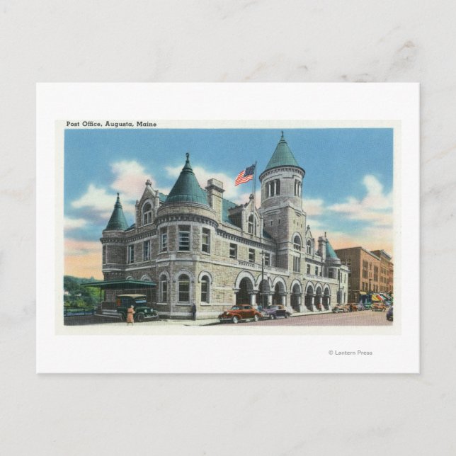 Utvändig visning av postkontor 4 vykort (Framsida)