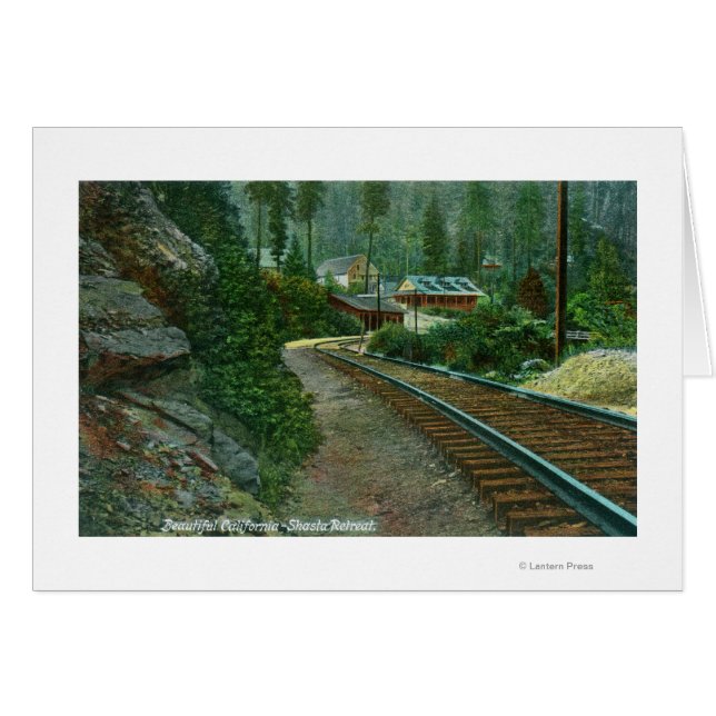 Utvändig visning av Shasta Retreat från spårspår Hälsningskort (Framsidan Horizontal)