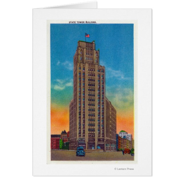 Utvändig visning av Torn Byggnad Hälsningskort (Framsidan)