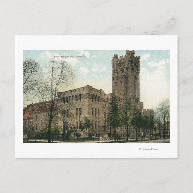 Utvändig vy av 54:e regementets arvsmassa vykort (Framsida)