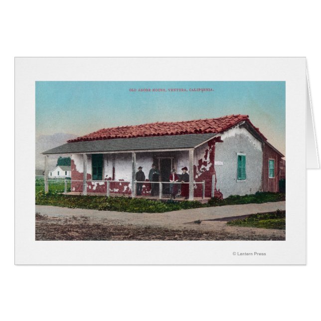 Utvändig vy av en gammal Adobe HomeVentura, CA Hälsningskort (Framsidan Horizontal)